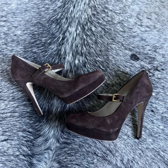 Michael Kors Brown Suede Mary Jane Heels - Picture 7 of 12